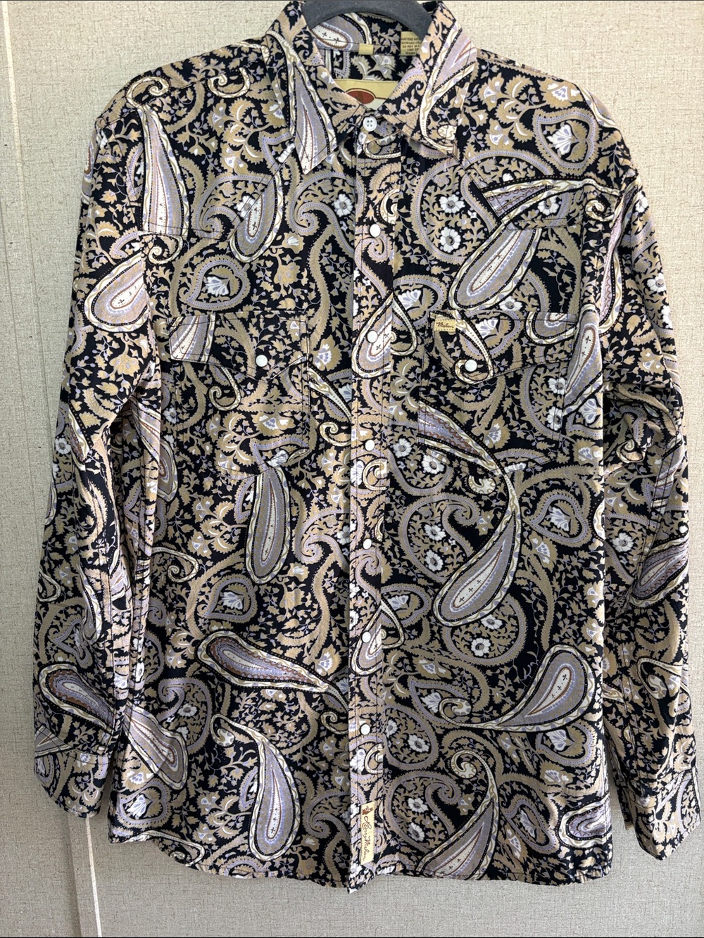 Larry Mahan Cowboy Collection Paisley Western Pearl Snap Shirt Medium Rodeo